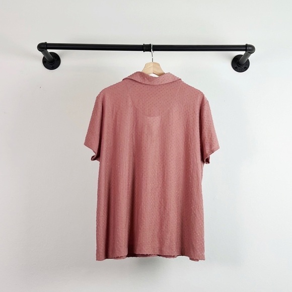 NEW Soma Textured Dot Short Sleeve Notch Collar Pajama Top Pink - Picture 7 of 8